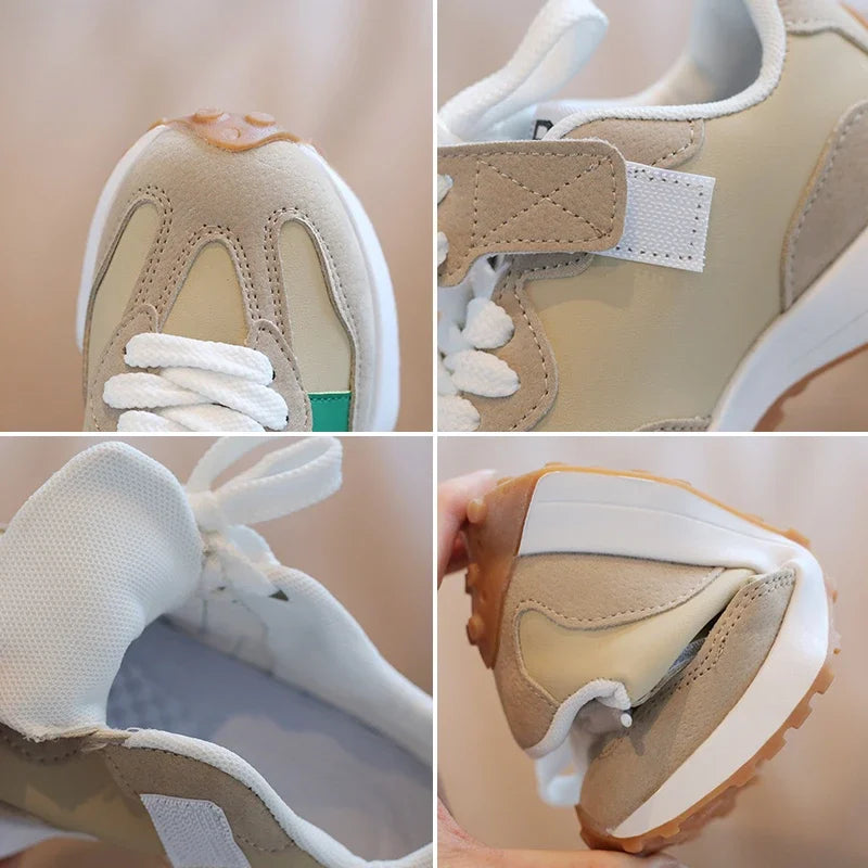 Leather Upper Sneakers Kids Non-Slip