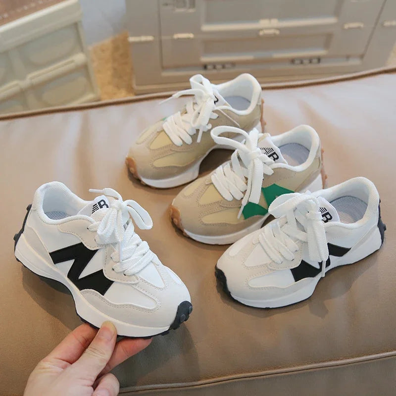 Leather Upper Sneakers Kids Non-Slip